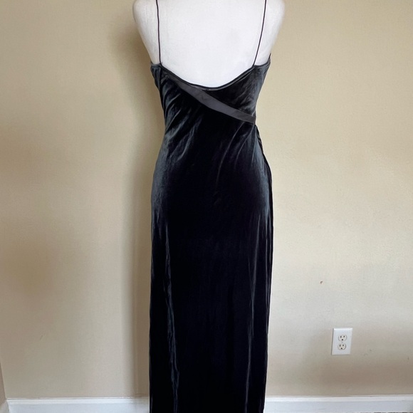 FREE PEOPLE Charcoal Gray Spliced Stretch Velvet Slip Maxi Dress - Picture 7 of 10